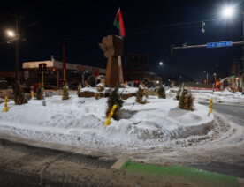 The first at the intersection of 38th and Chicago Avenue on January 7, 2023 in Minneapolis near where George Floyd was murdered. The area has been an active protest zone since May 2020 and is known as George Floyd Square.