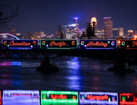 Canadian Pacific Kansas City Holiday Train in Minneapolis on December 11, 2023. The rail company says they’ve raised more than $22.5 million dollars and 5 million pounds of food for local food banks since the tradition began 25 years ago.