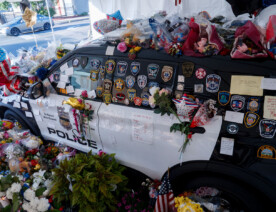 Memorial for Minneapolis officer Jamal Mitchell. Mitchell was killed in a mass shooting on May 30th, 2024 while responding.