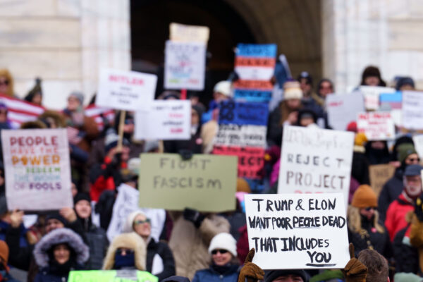 Protest sign reading "Trump and Elon Want Poor People Dead. That Includes You".Protesters gathered at the Minnesota State Capitol on February 5, 2025 to protest actions taken by President Trump and Elon Musk. The protest was part of a nationwide protest said to be held in all 50 states. Protest sign reading "Trump and Elon Want Poor People Dead. That Includes You".Protesters gathered at the Minnesota State Capitol on February 5, 2025 to protest actions taken by President Trump and Elon Musk. The protest was part of a nationwide protest said to be held in all 50 states.