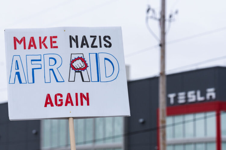 About 500 protesters outside Tesla in Minneapolis (Golden Valley) with signs reading “NOT PAID JUST PISSED”, “Tesla Funds Fascists”, “Save the VA”, “No Vet Left Behind”, Make Nazis Afraid Again” to name a few. This is the 7th weekend in a row of protests at this showroom. About 500 protesters outside Tesla in Minneapolis (Golden Valley) with signs reading “NOT PAID JUST PISSED”, “Tesla Funds Fascists”, “Save the VA”, “No Vet Left Behind”, Make Nazis Afraid Again” to name a few. This is the 7th weekend in a row of protests at this showroom.
