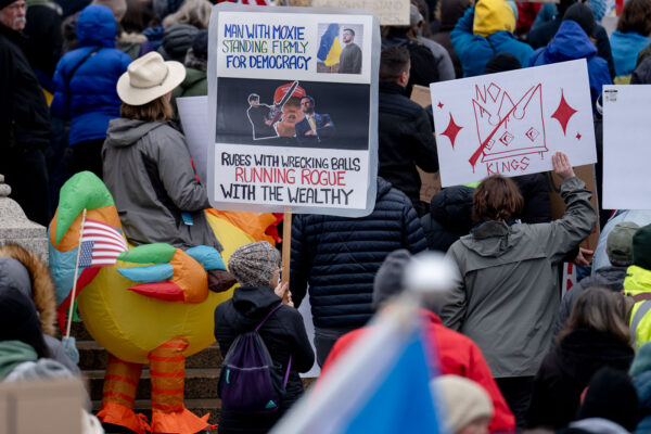 Protesters at the Minnesota State Capitol in St. Paul, Minnesota on March 4, 2025.  Taking place on the afternoon of President Trump’s first address to joint session in congress, they are protesting the actions of the Trump Administration and Elon Musk’s involvement. The protest was organized as part of the “50501” protests taking place around the country. This is the first of two planned protests this week. Another is planned for Saturday at the State Capitol. Protesters at the Minnesota State Capitol in St. Paul, Minnesota on March 4, 2025.  Taking place on the afternoon of President Trump’s first address to joint session in congress, they are protesting the actions of the Trump Administration and Elon Musk’s involvement. The protest was organized as part of the “50501” protests taking place around the country. This is the first of two planned protests this week. Another is planned for Saturday at the State Capitol.