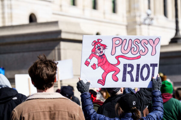 "Pussy Riot" protest sign in St. Paul Minnesota.Today on International Women’s Day, Minnesota saw the largest protest since President Trump's re-election. 1,000+ gathered at the Capitol for the 2nd time this week hearing from activists, city council members and state representatives on the current administration's actions.Minnesota State CapitolMarch 8, 2025 "Pussy Riot" protest sign in St. Paul Minnesota.Today on International Women’s Day, Minnesota saw the largest protest since President Trump's re-election. 1,000+ gathered at the Capitol for the 2nd time this week hearing from activists, city council members and state representatives on the current administration's actions.Minnesota State CapitolMarch 8, 2025