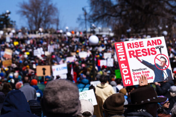The Minnesota State Patrol estimates 25,000 gathered at the Minnesota State Capitol this afternoon as part of the nationwide “Hands Off!” protests. The Minnesota State Patrol estimates 25,000 gathered at the Minnesota State Capitol this afternoon as part of the nationwide “Hands Off!” protests.