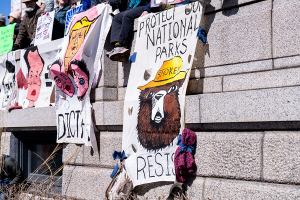 Banner that reads "Protect National Parks Hands Off Protest Sign in Minnesota".The Minnesota State Patrol estimates 25,000 gathered at the Minnesota State Capitol this afternoon as part of the nationwide “Hands Off!” protests. Banner that reads "Protect National Parks Hands Off Protest Sign in Minnesota".The Minnesota State Patrol estimates 25,000 gathered at the Minnesota State Capitol this afternoon as part of the nationwide “Hands Off!” protests.