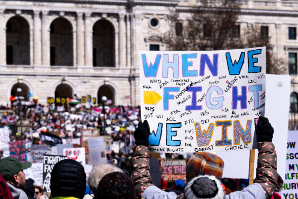 The Minnesota State Patrol estimates 25,000 gathered at the Minnesota State Capitol this afternoon as part of the nationwide “Hands Off!” protests. The Minnesota State Patrol estimates 25,000 gathered at the Minnesota State Capitol this afternoon as part of the nationwide “Hands Off!” protests.