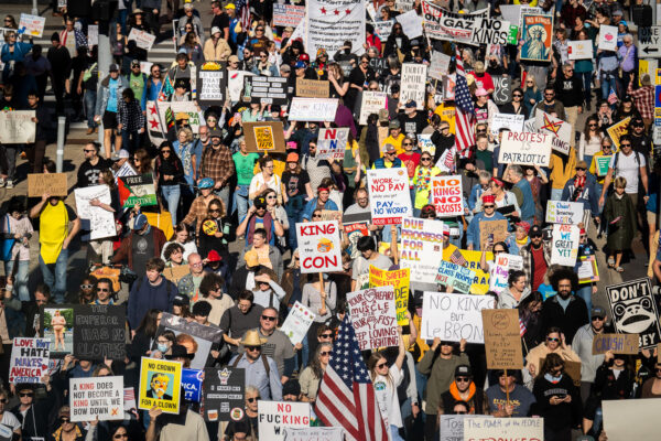 Thousands protest in Downtown Minneapolis on Saturday October 18, 2025 as part of nationwide “No Kings!” protest. Thousands protest in Downtown Minneapolis on Saturday October 18, 2025 as part of nationwide “No Kings!” protest.